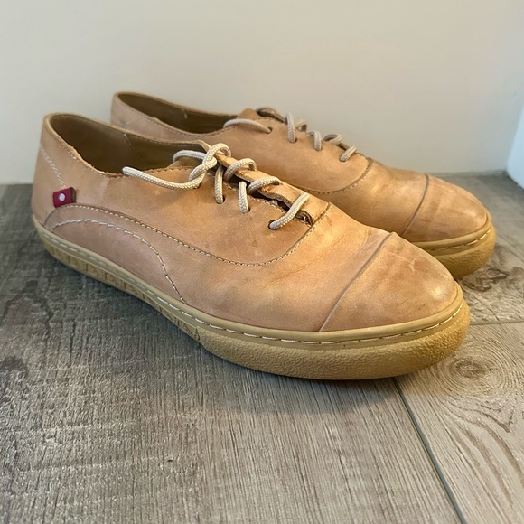 OLIBERTE Mens Tan Leather Round Toe Lace Up Casual Oxford Shoes US 9 EU 42 - Picture 1 of 8